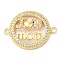 Brass Micro Pave Clear Cubic Zirconia Mama Connector Charms, Cadmium Free & Lead Free, Mother's Day Word Links, Real 16K Gold Plated, Flat Round, 20x26x4mm, Hole: 1.8mm