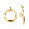 Alloy Toggle Clasps, Cadmium Free & Nickel Free & Lead Free, Golden, Size: Oval: about 25mm wide, 36mm long, 3mm thick, hole: 3mm, Bar: about 10mm wide, 49mm long, hole: 3mm