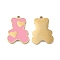 Ion Plating(IP) 316L Surgical Stainless Steel Pendants, Nickel Free, with Enamel, Bear with Heart Charm, Real 18K Gold Plated, 17x12.5x1.4mm, Hole: 1mm