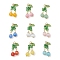 9Pcs Cat Eye Pendants, Round, with Acrylic & Glass & Gloden Jump Ring, Mixed Color, 27.5x8mm, Hole: 3.5mm