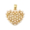 Rack Plating Brass Micro Pave Cubic Zirconia Pendants, with ABS Imitation Pearl Beads, Lead Free & Cadmium Free, Long-Lasting Plated, Heart, Real 18K Gold Plated, 23x25.5x7.5mm, Hole: 6x3.5mm