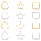 36Pcs 6 Style Star & Rectangle & Teardrop 201 Stainless Steel Chandelier Components Links, Laser Cut, Mixed Color, 20~24x18~20x1mm, Hole: 1.2~1.5mm and 1mm, 6pcs/style