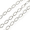 Brass Cable Chains, Soldered, with Spool, Lead Free & Cadmium Free, Long-Lasting Plated, Rack Plating, Platinum, 6.5x3.5x0.5mm