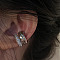 C-Shaped Alloy Crystal Rhinestone Cuff Earrings, Platinum, 20mm