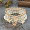 Boho Style Wood Beaded Stretch Bracelet Sets for Women, with Acrylic and Alloy Finding , White, No Size 