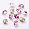 K9 Glass Rhinestone Cabochons, Shiny Laser Style, Imitation Austrian Crystal, Pointed Back & Back Plated, Faceted, Oval, Back plated, Hot Pink, 10x8x4mm