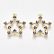 Brass Cubic Zirconia Pendants, Nickel Free, Real 18K Gold Plated, Star, Marine Blue, 18x16.5x2.5mm, Hole: 1mm
