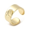 Brass Open Cuff Rings with Diamond Shape Ornament, Wide Band Ring for Women, Cadmium Free & Lead Free, Real 18K Gold Plated, 8.5mm, Inner Diameter: 16.8mm