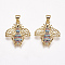 Brass Micro Pave Cubic Zirconia Pendants, Bees, Golden, 22x20.5x4mm, Hole: 3x4mm