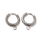Tarnish Resistant 201 Stainless Steel Hoop Earrings Findings, with 304 Stainless Steel Pins & Horizontal Loops, Ring, Stainless Steel Color, 10 Gauge, 18x15.5x2.5mm, Hole: 2.6mm, Pin: 0.8mm