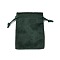 Velvet Jewelry Drawstring Storage Pouches, Rectangle, Dark Green, 9.5x7x0.5cm