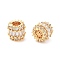 Column Brass Micro Pave Clear Cubic Zirconia Beads, Real 18K Gold Plated, Clear, 8.5x9.5x9.5mm, Hole: 5mm