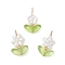 3Pcs 3 Styles ABS Plastic Imitation Pearl Pendants, Flower, with 304 Stainless Steel Loop & Lampwork, Creamy White, 21~22x14x4.5~6mm, Hole: 3.7mm