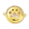 Real 18K Gold Plated Brass Micro Pave Cubic Zirconia Connector Charms, Cadmium Free & Nickel Free & Lead Free, Flat Round with Hollow Paw Print Links, Clear, 15x19x3mm, Hole: 1.1mm