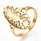 Ion Plating(IP) 304 Stainless Steel Hollow Out Oval Adjustable Ring, Wide Band Ring for Women, Real 18K Gold Plated, US Size 6 1/2(16.9mm)
