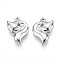 304 Stainless Steel Pendants, Fox Charms, Anti-Tarnish, Stainless Steel Color, 16.5x12x4mm, Hole: 1.2~1.5mm