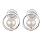 Natural Pearl Ear Studs, with Sterling Silver Findings, Round, with Sterling Silver, Platinum, 14mm