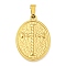 Ion Plating(IP) 304 Stainless Steel Pendants, Religious Theme Charm, Oval with Cross, Golden, 26x18x2.5mm, Hole: 5x3mm