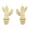 201 Stainless Steel Pendants, Cactus, Real 18K Gold Plated, 38x23x1mm, Hole: 1.5mm