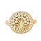 Brass Pave Clear Cubic Zirconia Connector Charms, Cadmium Free & Lead Free, Tree of Life Links, Real 16K Gold Plated, 17x22x2.5mm, Hole: 1.2mm