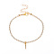 Fashionable and Creative Rhinestone Anklet Bracelets, English Letter I Hip-hop Creative Beach Anklet for Women, Golden