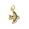 Real 18K Gold Plated Brass Pave Cubic Zirconia Pendants, Cadmium Free & Nickel Free & Lead Free, with Jump Rings, Bird, Colorful, 15x10x2mm, Hole: 3mm