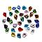 Faceted Glass Pendants, Leaf, Mixed Color, 22x15.5x8.5mm, Hole: 1mm