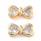 Brass with Clear Cubic Zirconia Beads, Cadmium Free & Nickel Free & Lead Free, Bowknot Charms, Real 18K Gold Plated, 6.8x13.8x5mm, Hole: 2x1mm