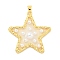Rack Plating Brass & Epoxy Resin Pendants, Star Charms with Plastic Beads, Long-Lasting Plated, Lead Free & Cadmium Free, Real 18K Gold Plated, 40x37x6mm, Hole: 5x3mm