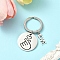Alloy & 201 Stainless Steel Keychain, with Alloy Findings, Palm, 6.2cm, Pendant: 21~30mm