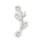Brass Clear Cubic Zirconia Connector Charms, Long-Lasting Plated, Cadmium Free & Nickel Free & Lead Free, Platinum, Branch, 18.5x7.5x2.5mm, Hole: 1.4mm