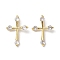 Brass Micro Pave Clear Cubic Zirconia Pendants, Cadmium Free & Nickel Free & Lead Free, Cross, Real 18K Gold Plated, 20x14x5mm, Hole: 5x2mm