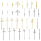 32Pcs 32 Style Rack Plating Alloy Big Pendants, Mixed Shape, Platinum & Golden, 30~84x5~22.5x3~5mm, Hole: 1.2~12mm, 1pc/style