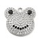 Brass Micro Pave Cubic Zirconia Pendants, Frog, Lead Free & Cadmium Free, Long-Lasting Plated, Platinum, 20.5x21x4mm, Hole: 2mm