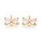 Brass Pave Clear Cubic Zirconia Connector Charms, Real 18K Gold Plated, Long-Lasting Plated, Nickel Free, Bowknot, 7.1x10x3.2mm, Hole: 1.4mm & 1.2mm