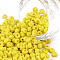 Glass Seed Beads, Opaque Colours Seed, Small Craft Beads for DIY Jewelry Making, Round, Yellow, 4mm, Hole:1.5mm, about 300pcs/30g