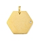 304 Stainless Steel Rhinestone Pendants, with Jump Ring, Hexagon Charm, Real 14K Gold Plated, 20x22.5x1.5mm, Hole: 3.7mm
