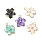 Alloy Enamel Pendants, Cadmium Free & Nickel Free & Lead Free, Golden, Flower Charm, Mixed Color, 16x14x2.4mm, Hole: 1.5mm