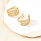 Brass Micro Pave Clear Cubic Zirconia Cuff Earrings, C-Shaped, Real 18K Gold Plated, 14x13.5x7.5mm