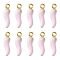Alloy Enamel Pendants, Cadmium Free & Nickel Free & Lead Free, Light Gold, Hot Horn of Plenty/Italian Horn Cornicello Charms, Pink, 21x6x6mm, Hole: 2mm