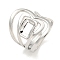 Non-Tarnish Hollow Heart 304 Stainless Steel Open Cuff Finger Rings for Women, Stainless Steel Color, 23mm, Inner Diameter: 18mm