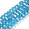 Transparent Glass Beads, 32 Facets, AB Color Plated, Round, Deep Sky Blue, 10x8.5~9mm, Hole: 1.6mm, about 67pcs/strand, 23.62''(60cm)