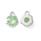 Brass Micro Pave Cubic Zirconia Charms, Cadmium Free & Nickel Free & Lead Free, Irregular Shape Charm, Real Platinum Plated, Light Green, 9x7x3mm, Hole: 1.4mm