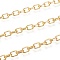 Brass Cable Chains, Textured, with Spool, Long-Lasting Plated, Soldered, Real 18K Gold Plated, 8x5.5x1.5mm, about 16.4 Feet(5m)/roll