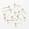 Brass Stud Earring Findings, with Loop, Nickel Free, Real Gold Plated, Real 18K Gold Plated, 6x4mm, Hole: 1mm, pin: 0.8mm