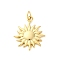 304 Stainless Steel Pendants, with Jump Ring, Sun Charm, Real 18K Gold Plated, 22x18x2mm, Hole: 3mm
