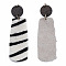 Eco-Friendly Cowhide Leather Big Pendants, with Dyed Wood and 304 Stainless Steel Jump Rings, Rectangle with Print, Cornsilk, 75mm
