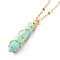 Double Pointed Synthetic Turquoise Pendant Necklace, Copper Wire Wrap Pendant and 304 Stainless Steel Findings Necklace, Golden, Bullet, 15.94 inch(40.5cm)