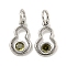 Brass Micro Pave Cubic Zirconia Pendants, Cadmium Free & Nickel Free & Lead Free, Gourd, with Jump Ring, Olive Drab, Platinum, 12x7x2.5mm, Hole: 3mm