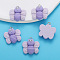 Resin Pendants, Bees, with Platinum Tone Loop, Purple, 24x24mm, Hole: 2mm